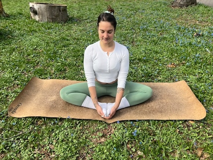 Baddha Konasana is a gentle hip opening pose. This yoga pose helps to relax the centre of the body and breathe deeper into the belly.
