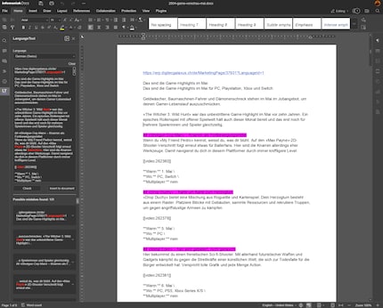 Writing with Onlydocs is just as easy as with Google Docs. Only the Language Tool browser extension doesn’t work, so you need a plugin.