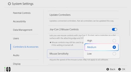 Nintendo a déjà confirmé qu’il était possible de régler la sensibilité de la souris.