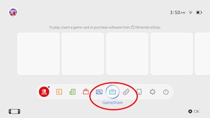 Lancez GameShare dans ce menu ou directement en jeu.