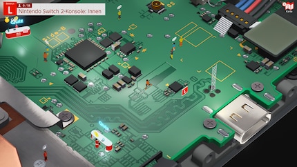 The simple graphics look sweet in 4K. Here, I’m exploring the circuit board inside the Switch 2.
