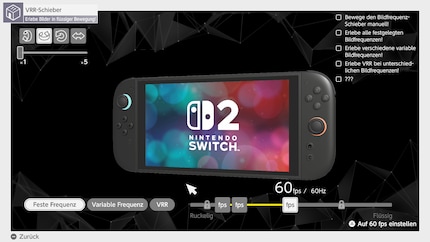Here, you play around with different refresh rates and the VRR functionality of the Switch 2.