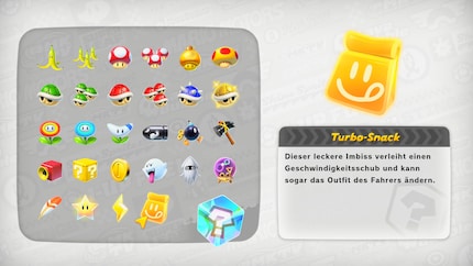 De nouveaux objets arrivent. Le Snack Turbo, par exemple, me permet de débloquer de nouvelles tenues. Avec le Marteau, je peux sélectionner les pilotes que je veux assommer.