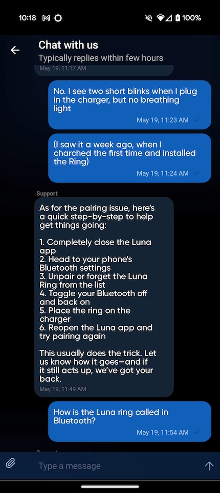 Support can be reached quickly and easily via the app.