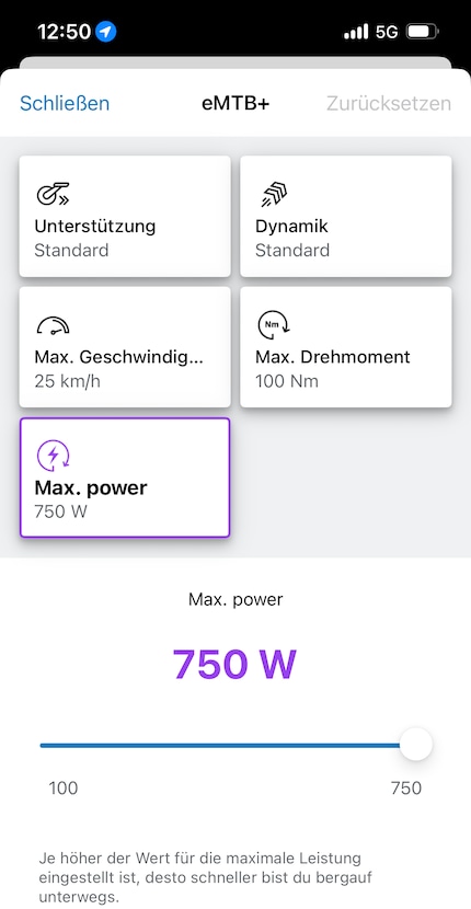 Assistance maximale jusqu’à 100 Nm, 750 watts et 400 %.