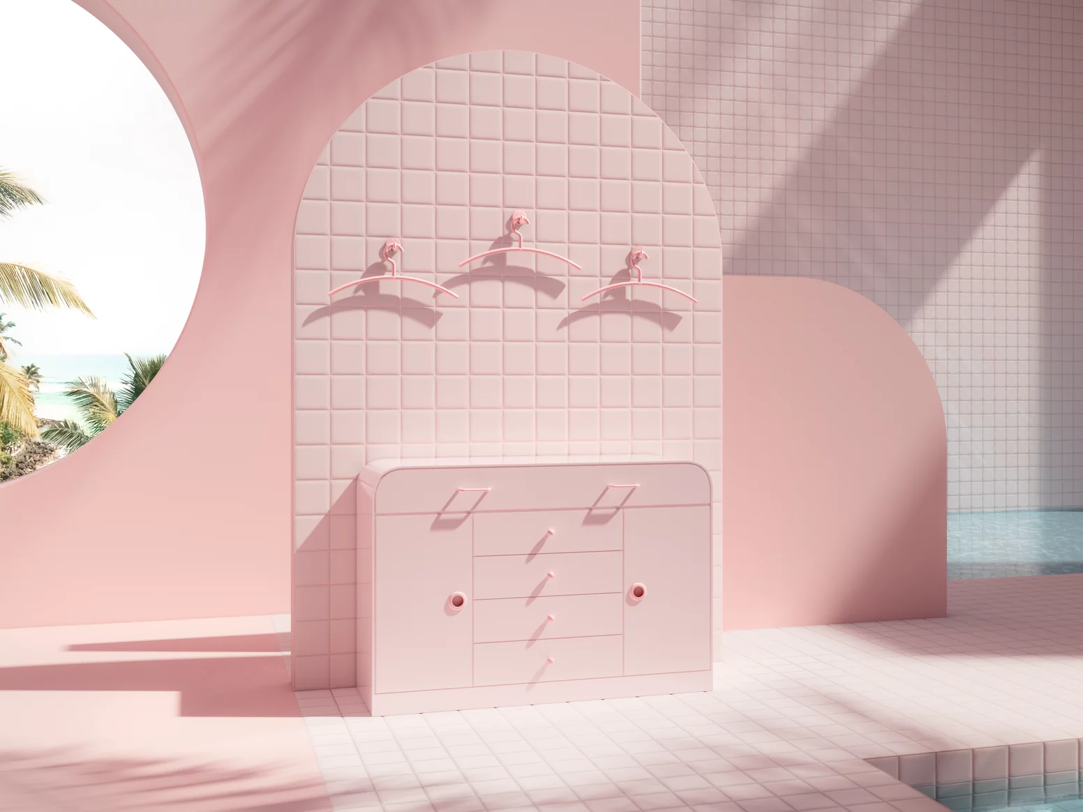 Ici, le rose est utilisé comme teinte favorisant l'ouverture, la chaleur et la créativité.
