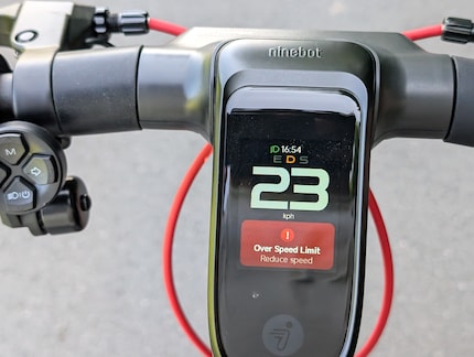 The system will display a warning when you’re going downhill. The accompanying warning tone is annoying.