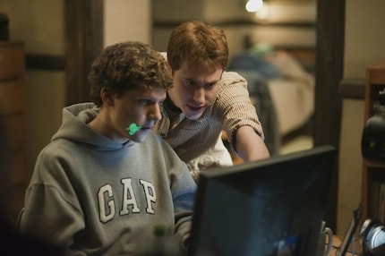 Jesse Eisenberg (left) played the role of Facebook founder Mark Zuckerberg.