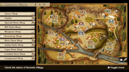 I gain new weapons and items in a mini-game which involves rebuilding a destroyed village in real time.