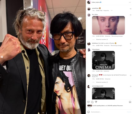 The actress on Kojima’s shirt is Margaret Qualley, who also plays a role in Death Stranding.