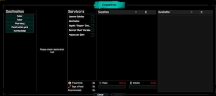 In this window I can plan expeditions.