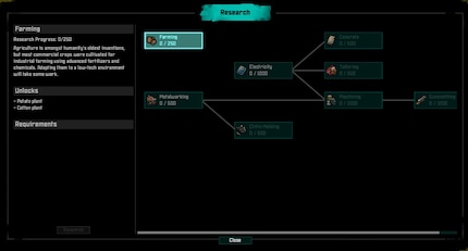 The research tree doesn't offer much yet.