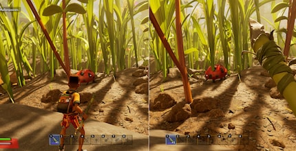 Dans « Grounded 2 », je peux changer de perspective en appuyant sur un bouton.