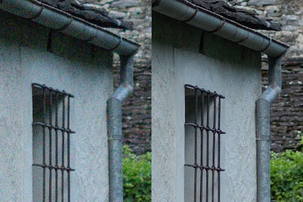 For the same scene, I need higher sensitivities with the RX1R III (left, 1/60 s, ISO 4,000) than with the Alpha 7C R (right, 1/10 s, ISO 400).