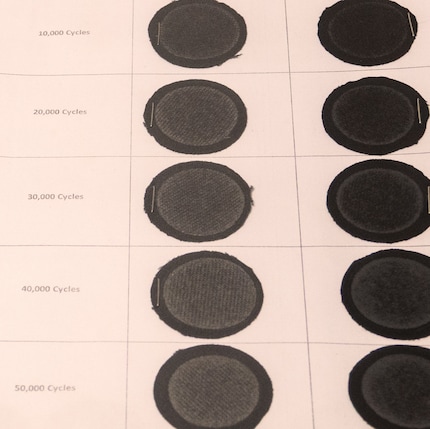The number of test cycles a material undergoes dictates how worn it’ll get.