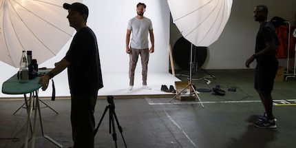 Alex, Nelson and the model at the shoot