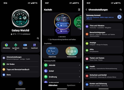 Samsung Wear has numerous settings for the Galaxy Watch 8.