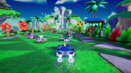 Sonic poses for the camera after a successful boost.