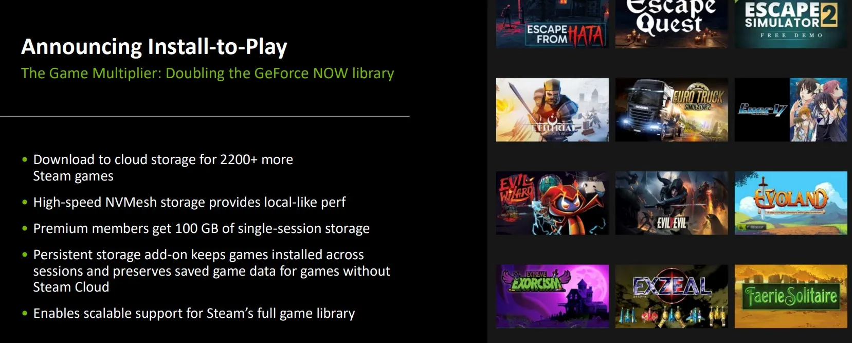 Over 2,200 games are available via Steam at launch with Install to Play.
