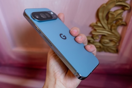 The Pixel 10 Pro in elegant Moonstone.