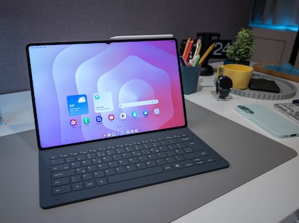 The Galaxy Tab S11 Ultra with a Book Cover Keyboard.