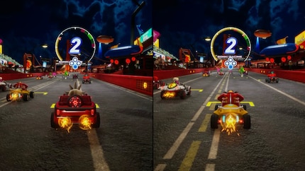 «Sonic Racing : Crossworlds» est aussi beau en écran partagé.
