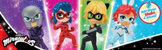Bandai Miraculous Chibi Figures Color Change Surprise, Mini Bambola 10cm Cambia Colore Con Acqua, Personaggio Sorpresa Casuale