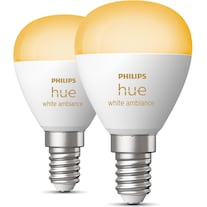 Philips Hue White Ambiance E14 Lustre pack de deux (E14, 5.10 W, 470 lm, 2 x, F)
