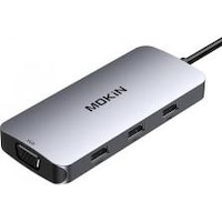 Mokin 7in1 Adapter Hub USB-C to 2x HDMI + 3x USB 2.0 + DP + VGA (silver)