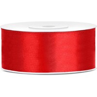 Partydeco Satin Ribbon, red, 25mm/25m (1 pc. / 25 lm) (Ruban, 1 x)