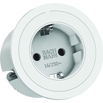 Bachmann Socket outlets PIX 1xCEE7/3 0.2m GST18 white incl.decorative ring in stainless steel look (2 m)