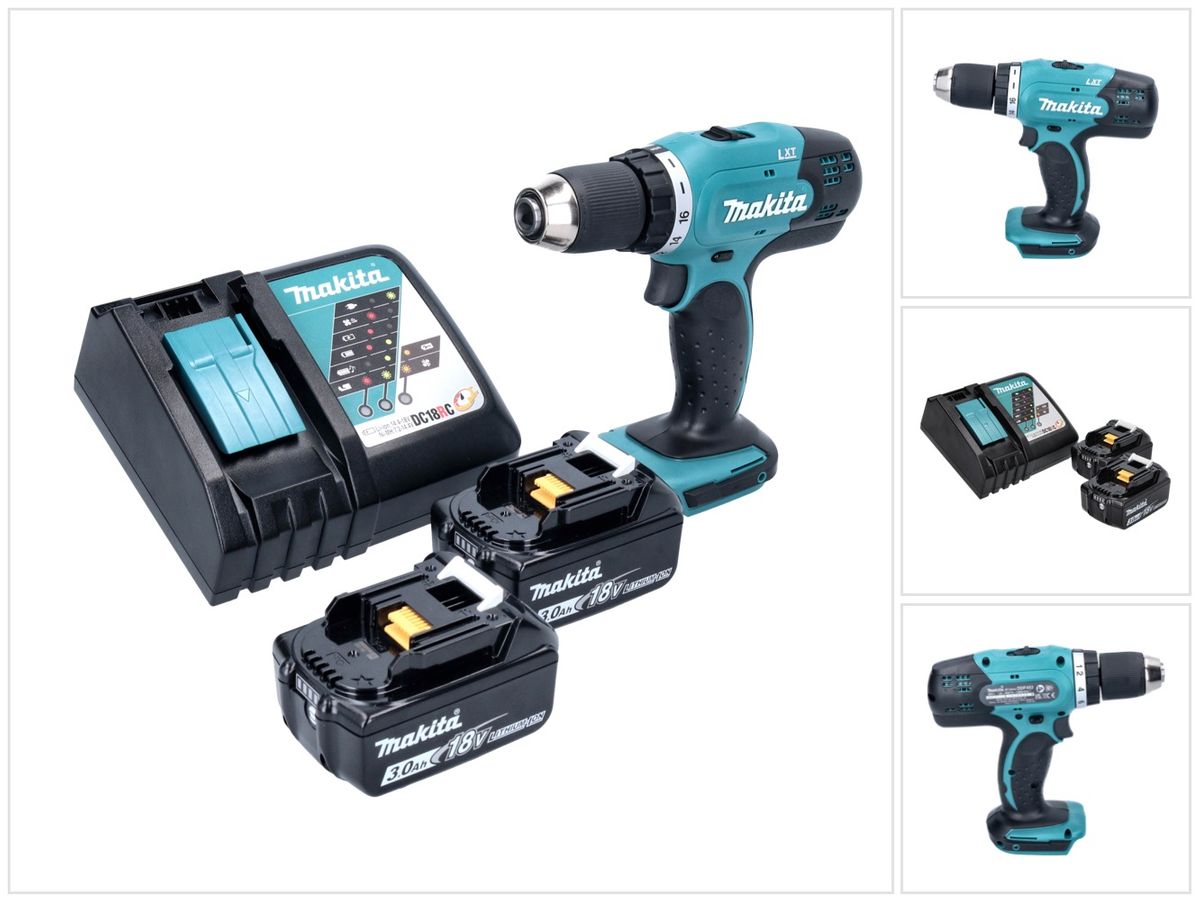 Makita DDF 453 RF cordless drill driver 18 V 42 Nm 2x battery 3.0 Ah charger Rechargeable battery operated Galaxus
