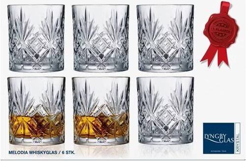 Lot De 6 Verres à Whisky Lyngby Glas Melodia - Tumbler Cristal 310 Ml