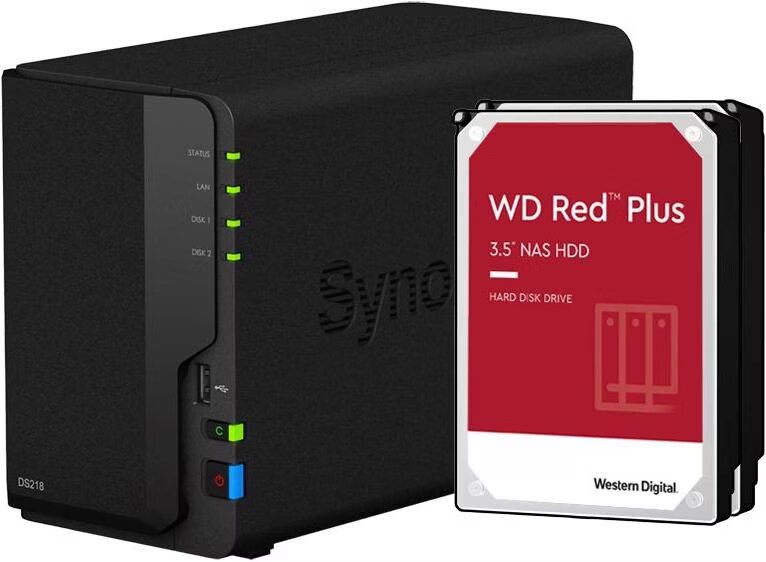 Synology DS218+ メモリ計6GB WD Red HDD 計12TB 【公式通販】